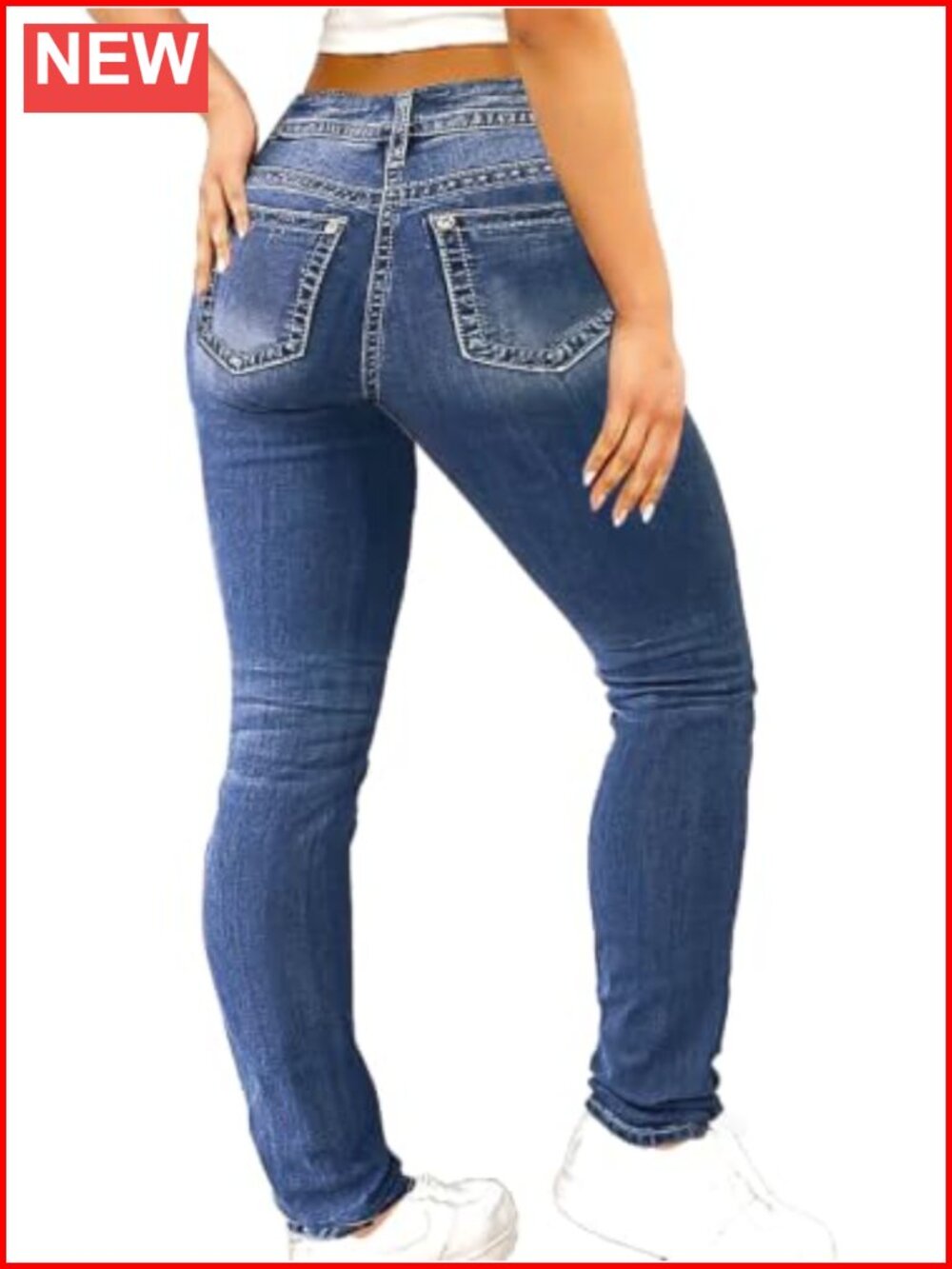 Mid-Rise Skinny Jeans Stretchy Butt Lifting Denim